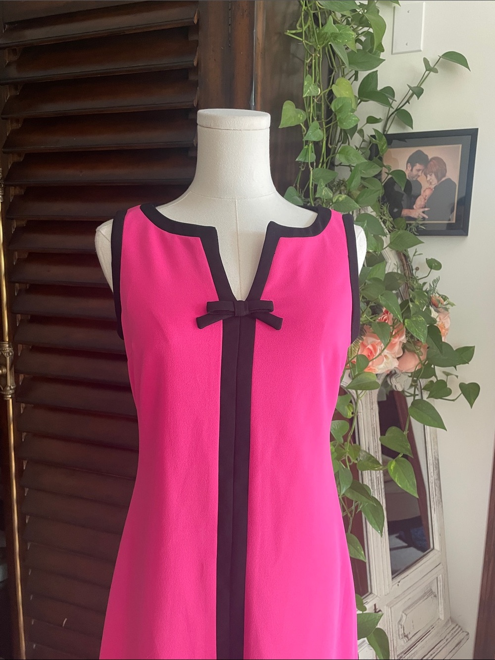 Say Hot Pink and Black Sheath Dress Size 36 or 4 Legally Blonde Style Jackie O - Picture 2 of 8